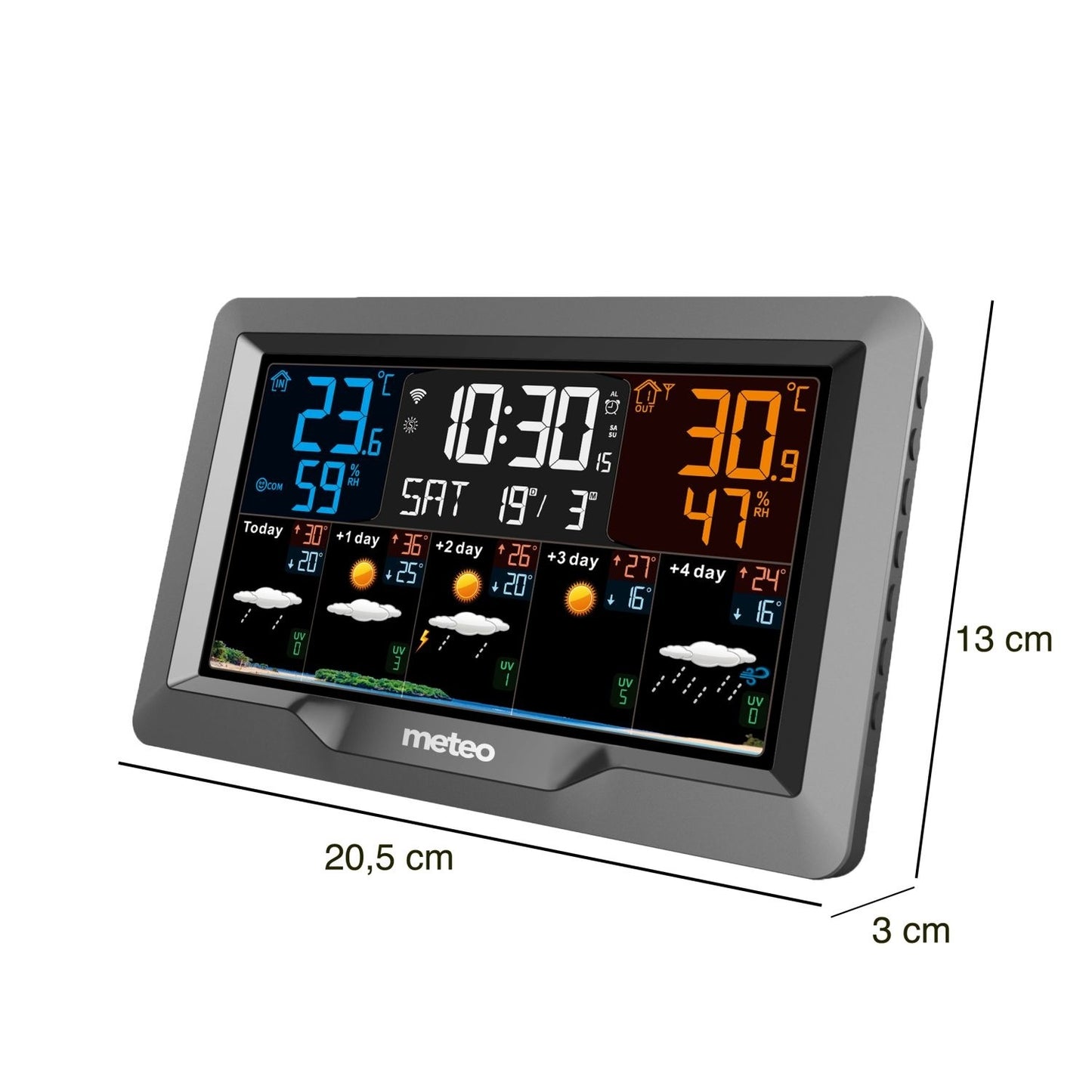 Weerstation - Draadloze Metingen, Wifi, UV-indicator - Grijs