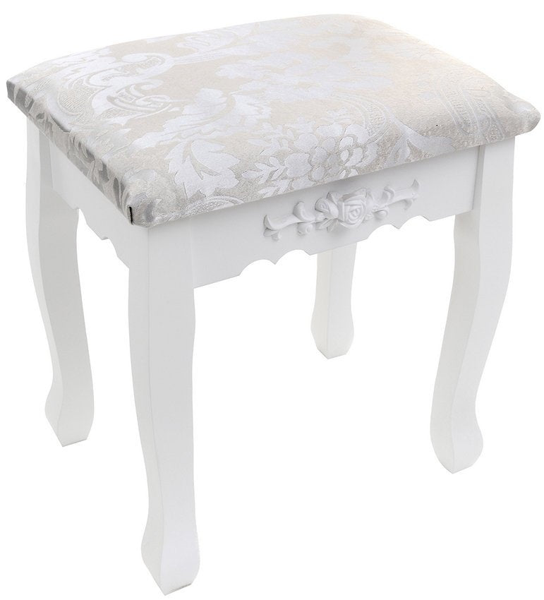 KAPTAFEL - kantelbare spiegel - 3 lades - met kruk - wit