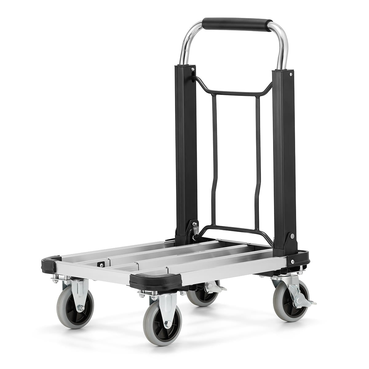 TRANSPORTWAGEN - lichtgewicht aluminium, telescopisch, 150 kg - zilver/zwart