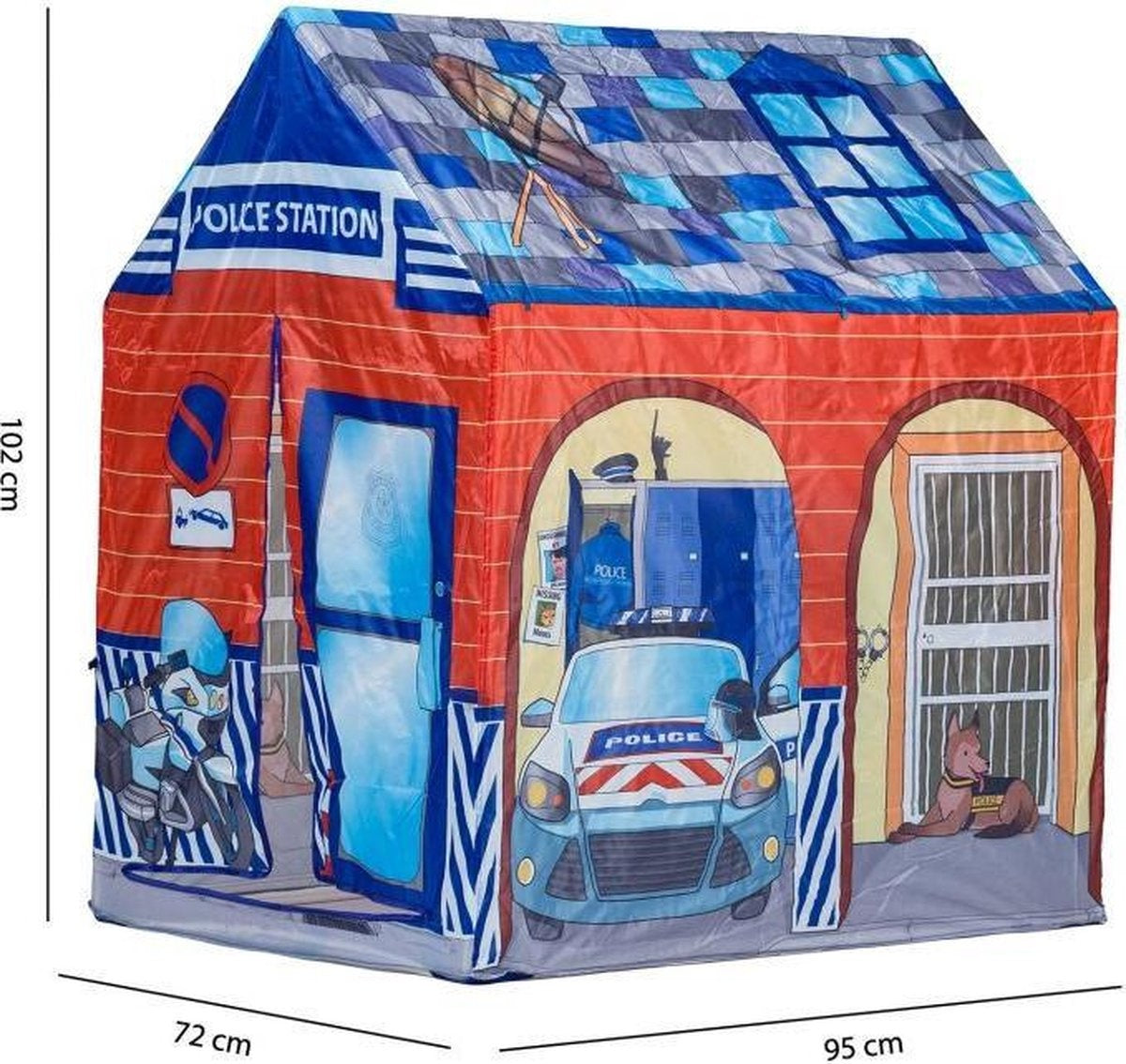 Kinder speeltent - politie thema - blauw & rood - 95x72x102 cm