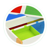 KINDERTAFEL EN STOELTJES - afneembaar tafelblad met bouwplaten - hout/wit/rood/geel/groen/blauw