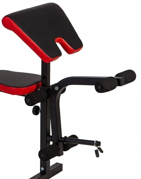 HALTERBANK - Multifunctioneel, Verstelbaar, Max 120kg - Zwart/Rood
