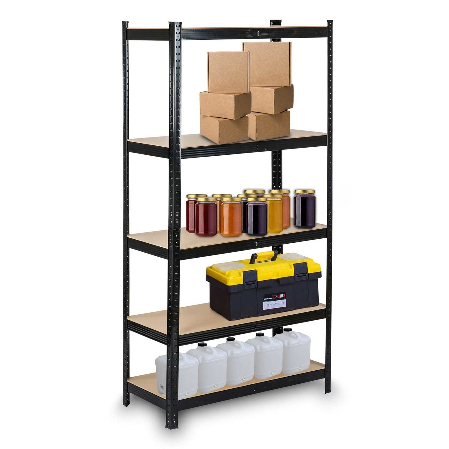 Stellingkast - 5 MDF-planken - 150x75x30 cm - zwart