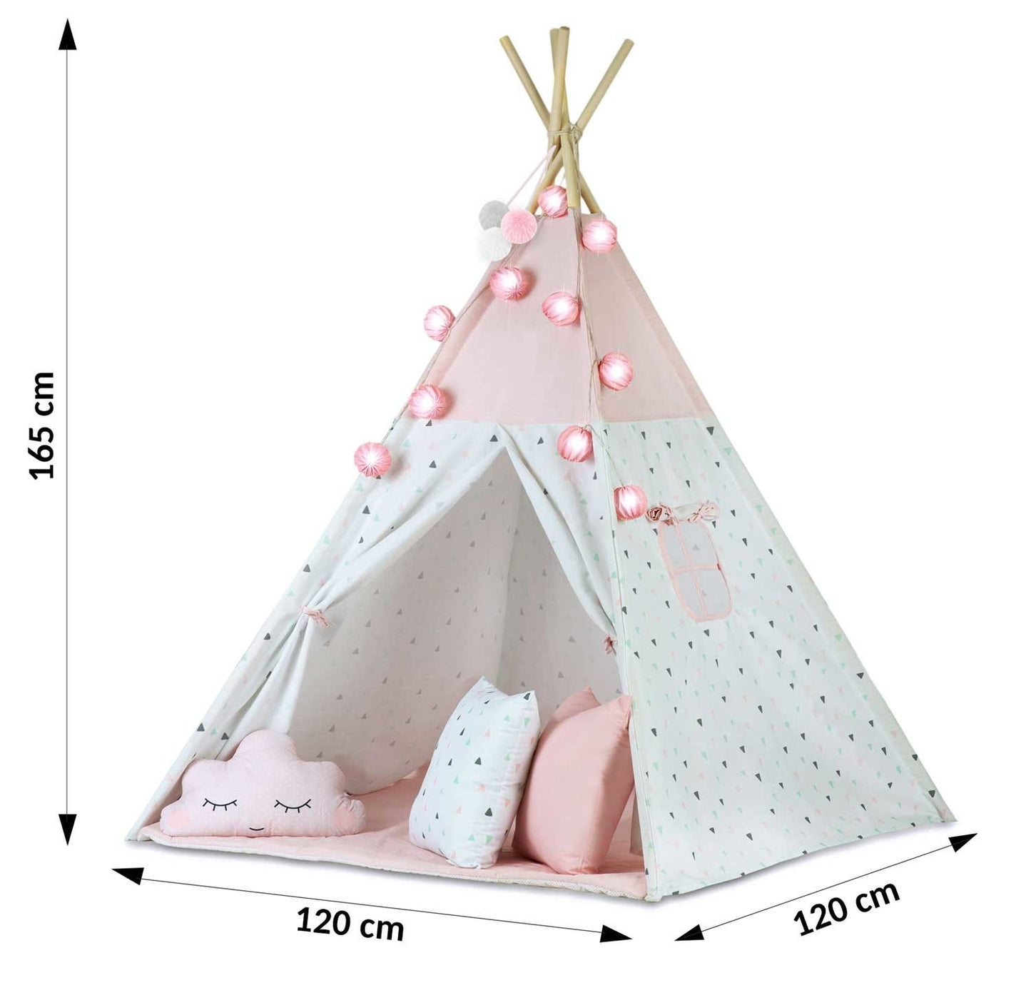 TIPI TENT - Premium Katoen - 120x120x165 cm - Roze