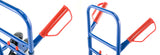 Steekwagen - opvouwbaar met handbescherming en rubberen wielen - blauw/rood