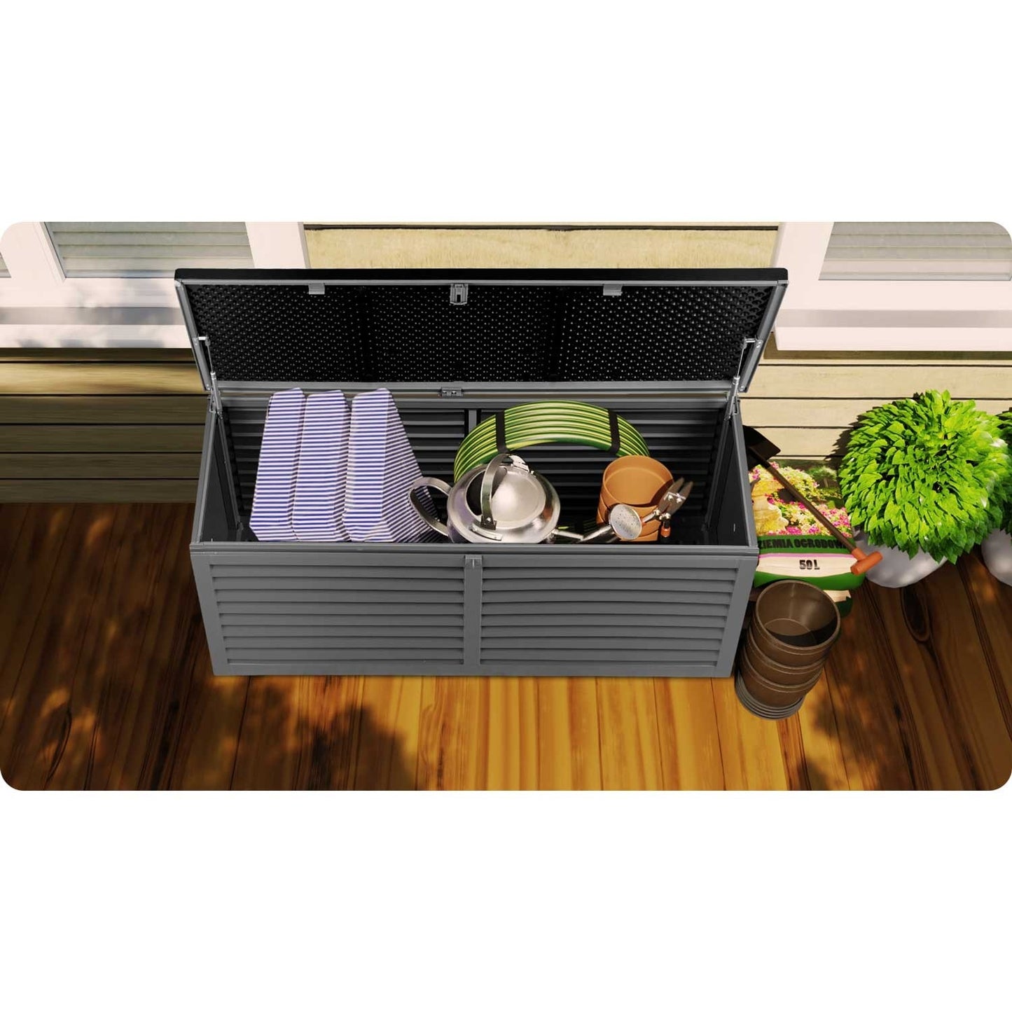 Kussenbox - Weerbestendig Kunststof - 390L - Zwart