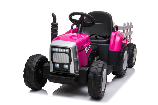 ELEKTRISCH BESTUURBARE TRACTOR - 2x45W Motoren, LED Verlichting, Muziekpaneel - Roze