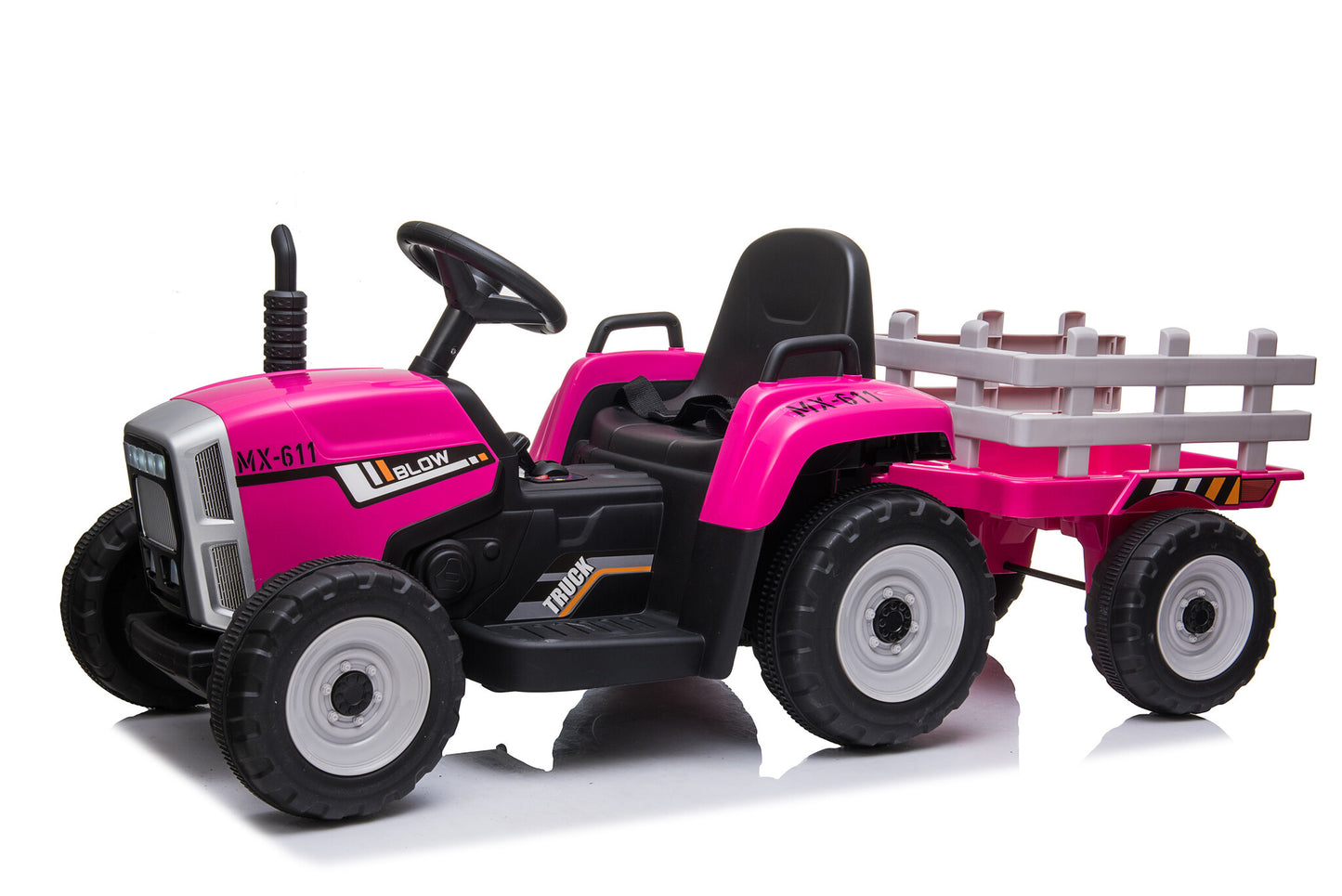 ELEKTRISCH BESTUURBARE TRACTOR - 2x45W Motoren, LED Verlichting, Muziekpaneel - Roze