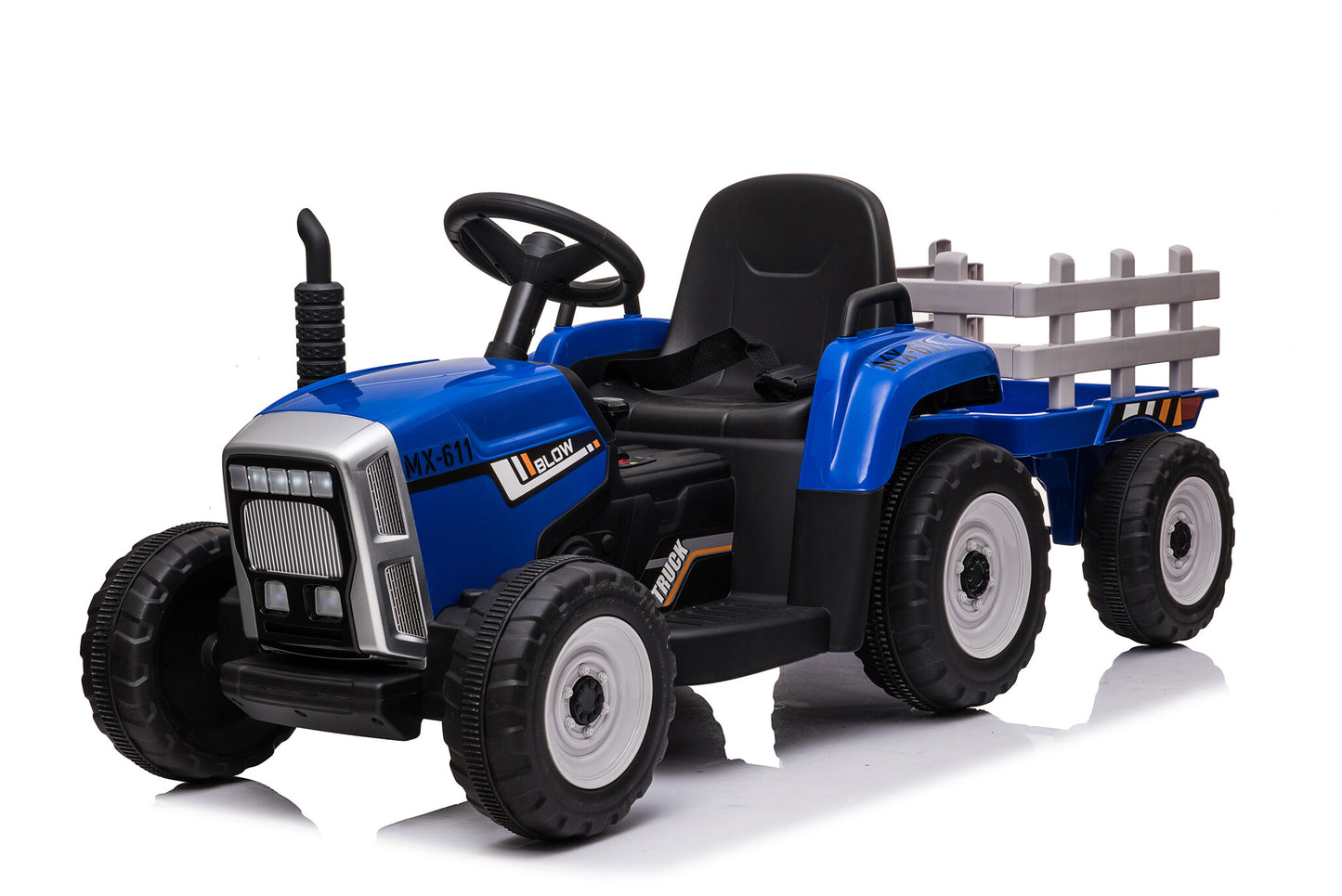Elektrisch bestuurbare tractor - 2x45W motoren, LED verlichting, muziekpaneel - Blauw