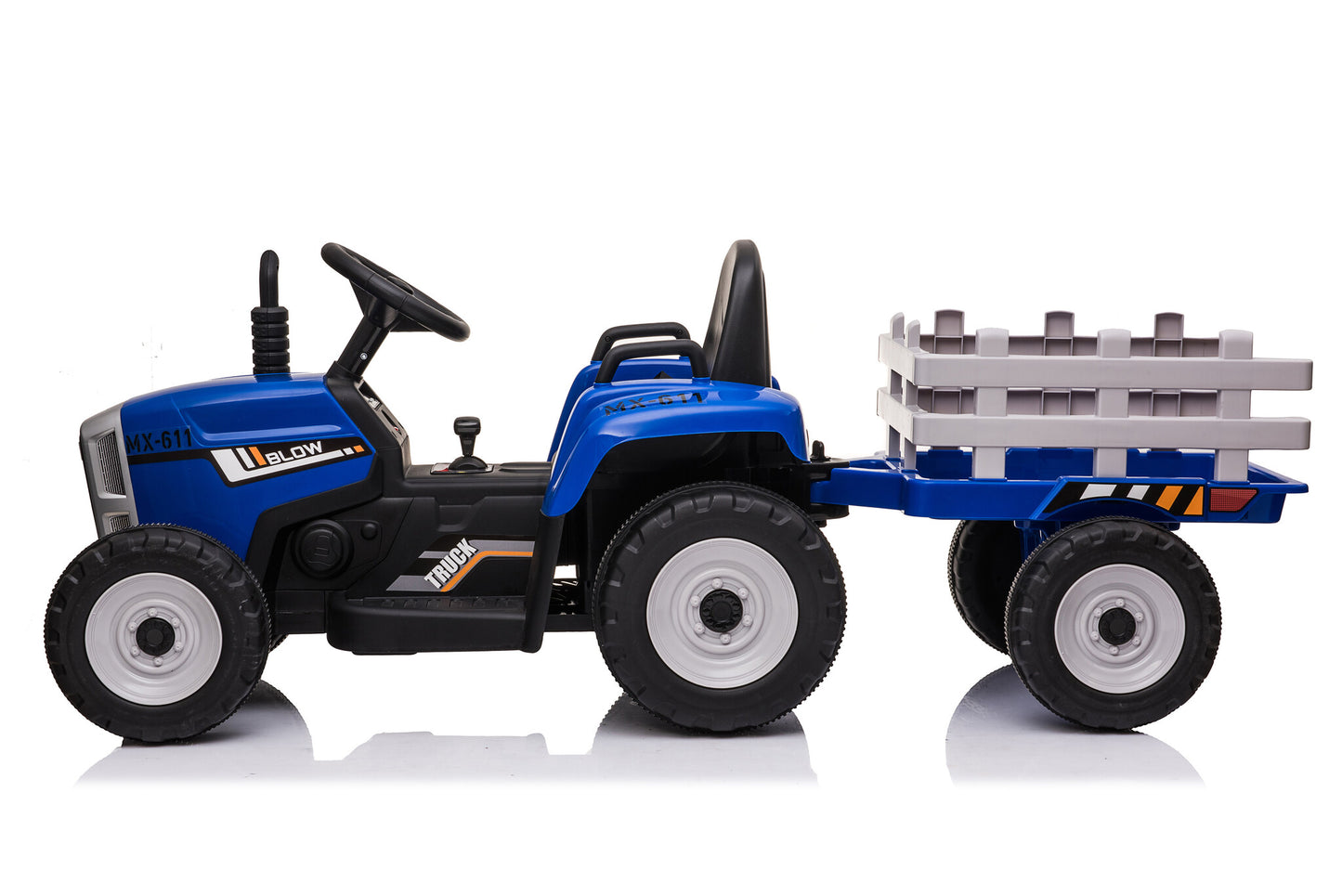 Elektrisch bestuurbare tractor - 2x45W motoren, LED verlichting, muziekpaneel - Blauw