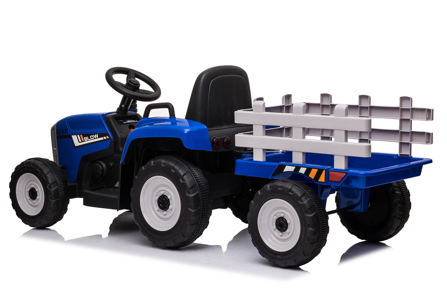 Elektrisch bestuurbare tractor - 2x45W motoren, LED verlichting, muziekpaneel - Blauw