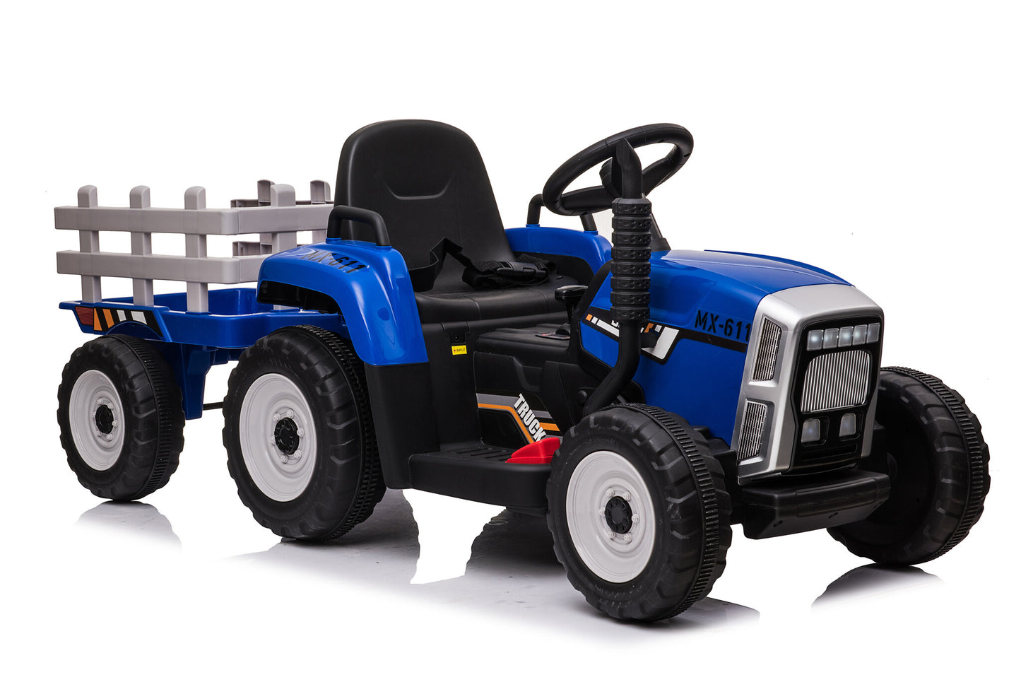 Elektrisch bestuurbare tractor - 2x45W motoren, LED verlichting, muziekpaneel - Blauw