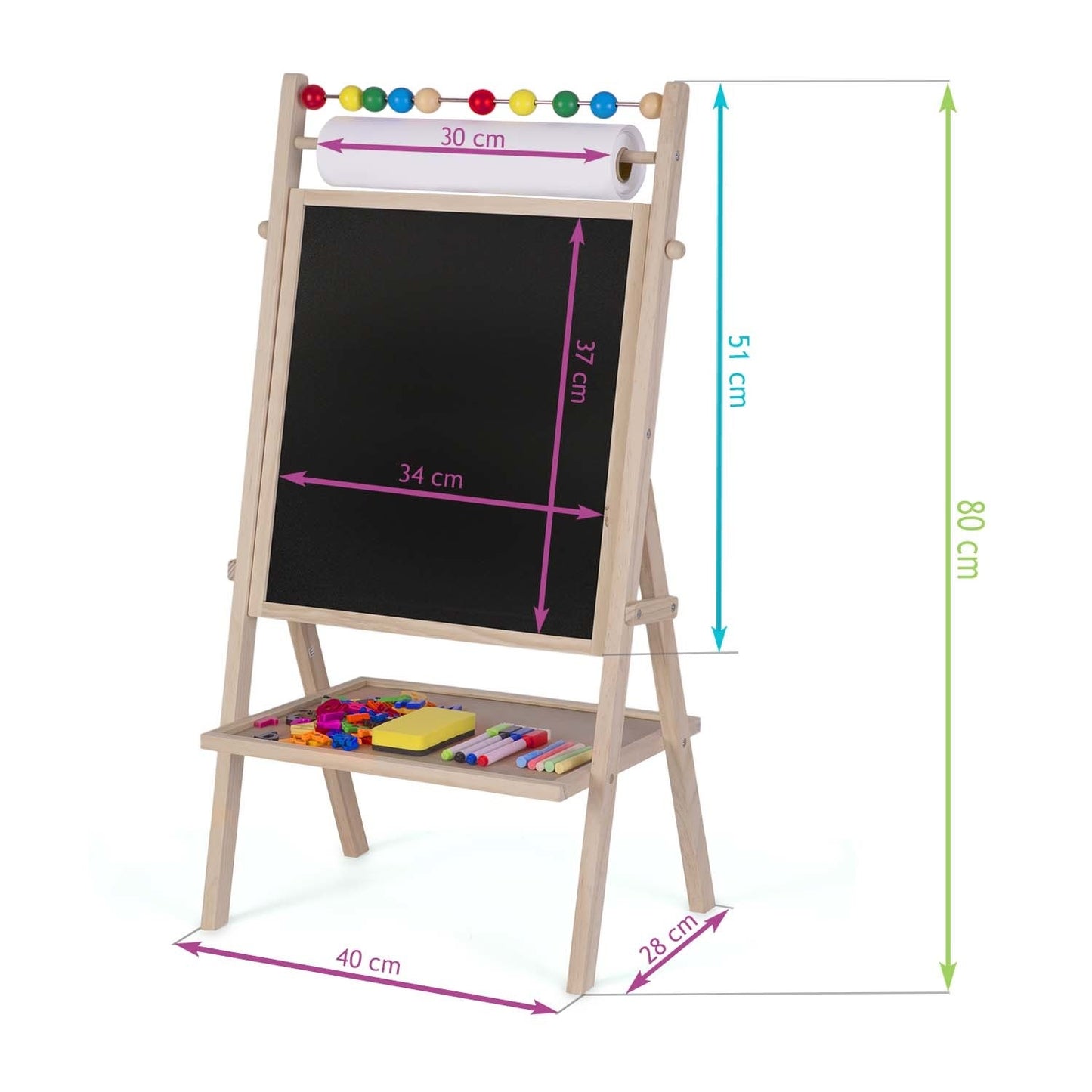SCHRIJFBORD - Magnetisch & Krijt - 62x28x44 cm