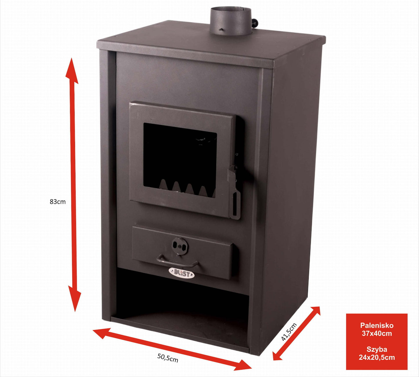 Houtkachel - 22kW Watermantel - Zwart