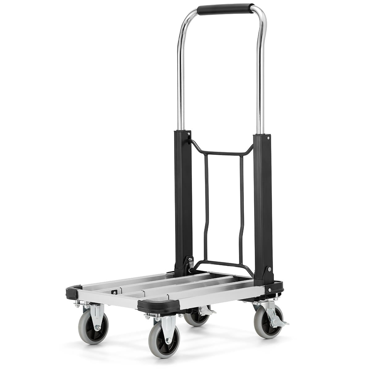 TRANSPORTWAGEN - lichtgewicht aluminium, telescopisch, 150 kg - zilver/zwart