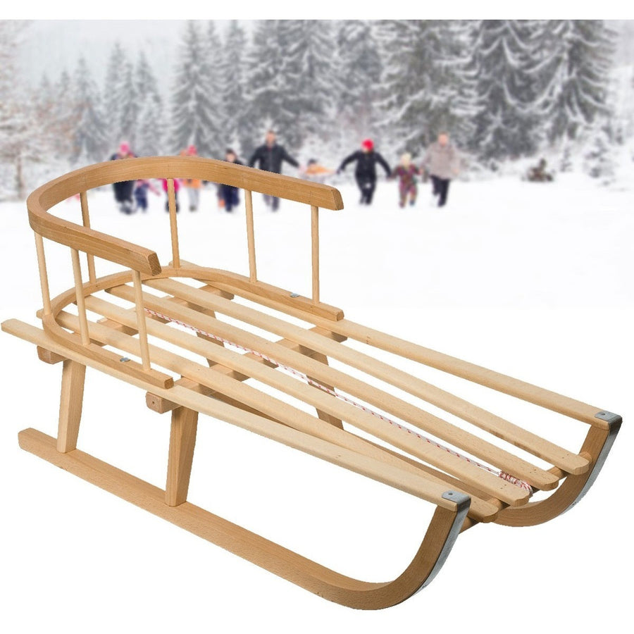 Houten slee - metalen geleiders - 84 cm