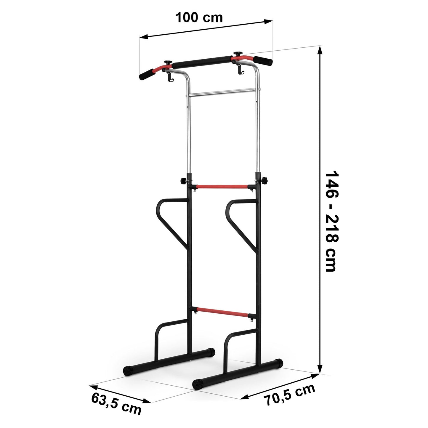 PULL-UP BAR - Verstelbaar 145-218 cm - Staalconstructie - Antislip - Zwart