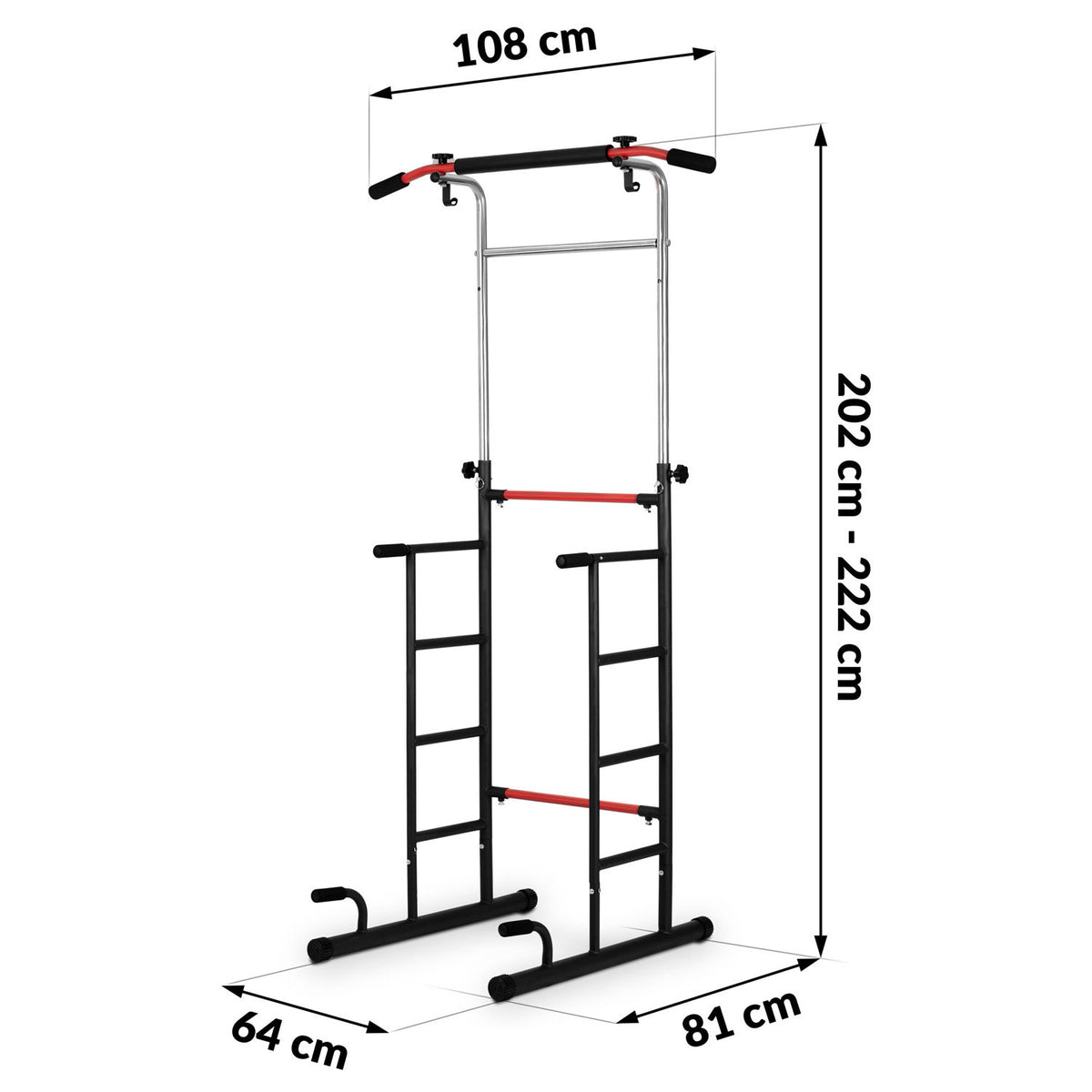Optrekstang - verstelbare hoogte 146-222 cm - mat zwart