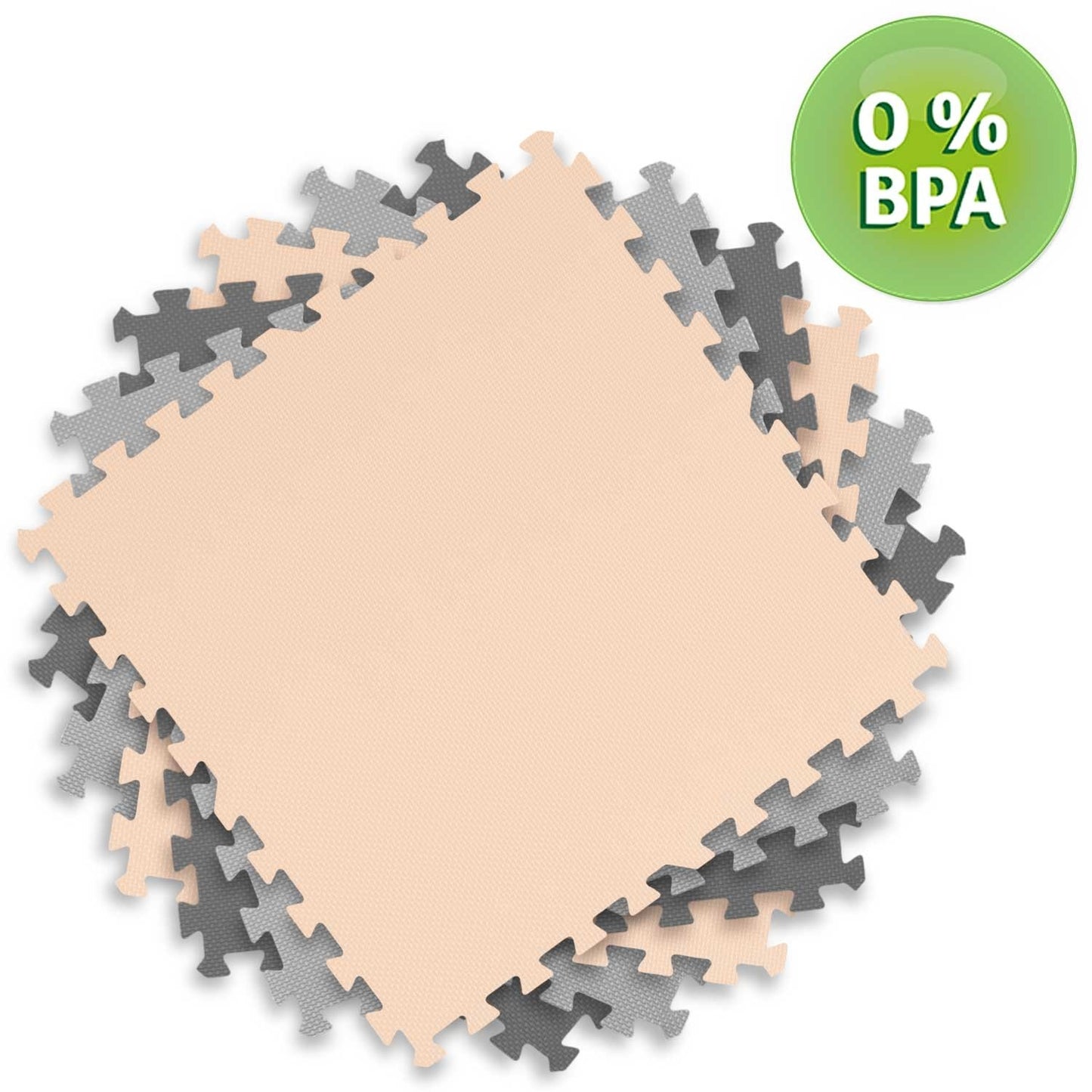 SPEELMAT - Foam Puzzelmat Antislip - Grijs-Perzik 180x180cm