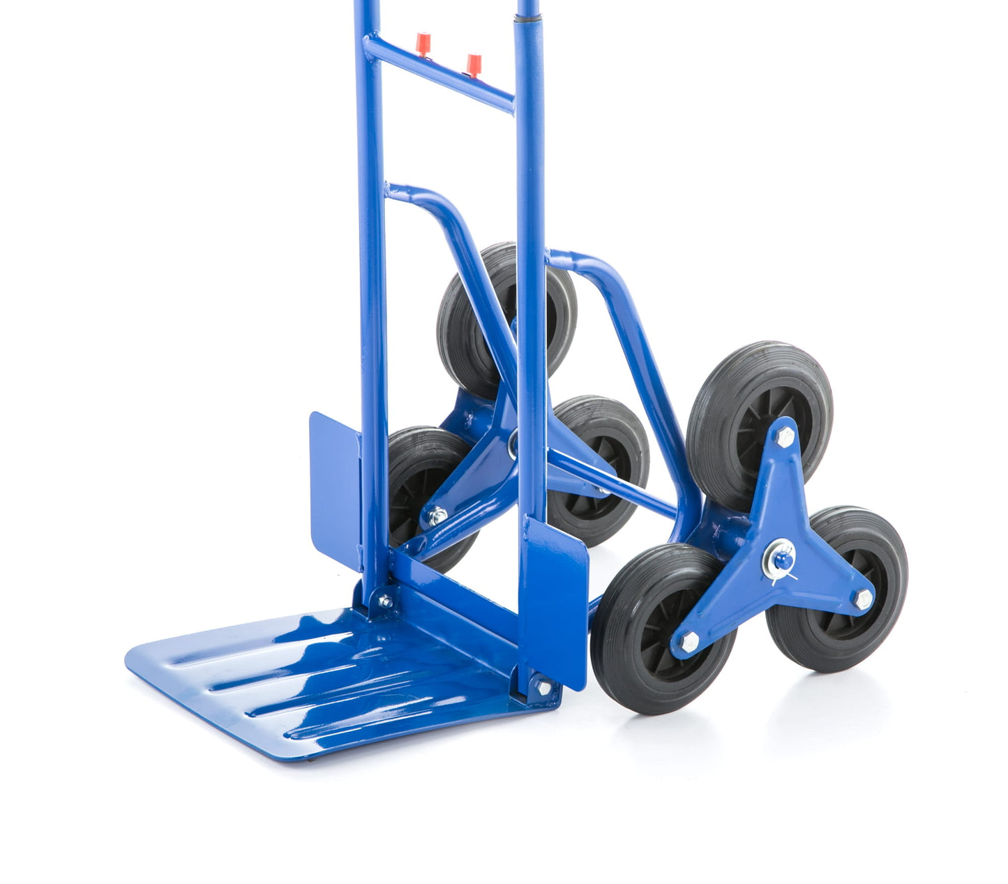 Steekwagen - opvouwbaar met handbescherming en rubberen wielen - blauw/rood