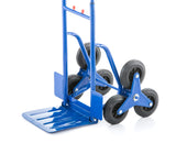 Steekwagen - opvouwbaar met handbescherming en rubberen wielen - blauw/rood