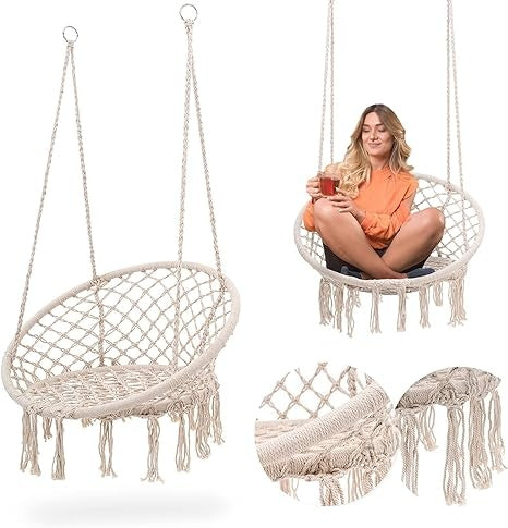 Hangstoel - Stalen Rand - Katoenen Koord - 60 cm - Binnen/Buiten