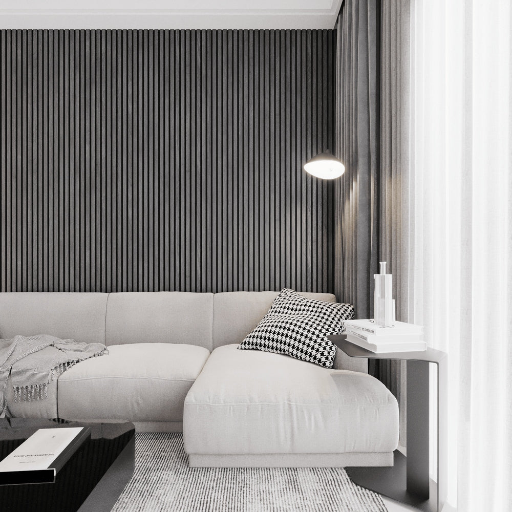 Akoestisch wandpaneel - zwart eiken - 280x60 cm