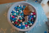 BALLENBAK - 300 Ballen - Wasbare Hoes - Wit/Grijs/Turquoise - 90cm