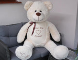 Knuffelbeer - 165cm Pluche I Love You - Crème