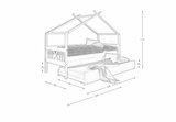 HUISBED - grenenhout met logeerbed lade - wit 90x200 cm