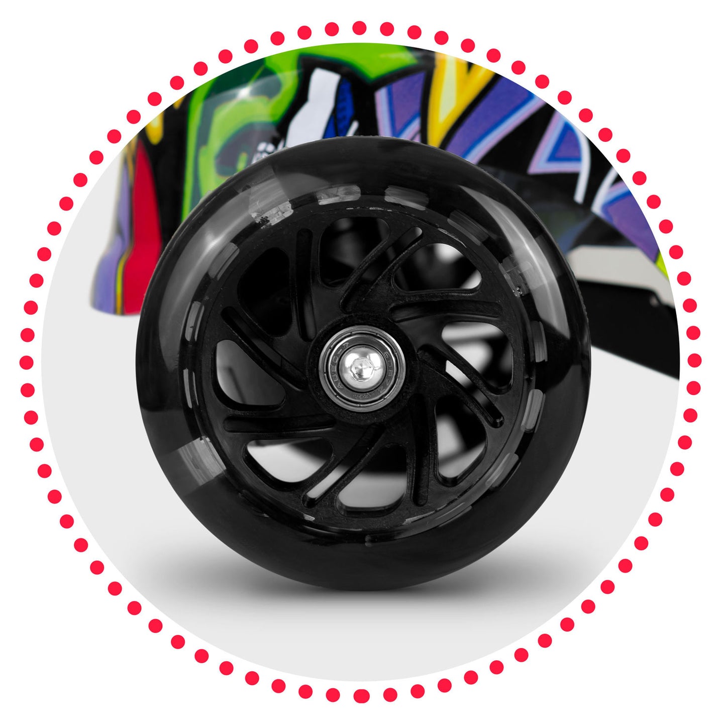 Kinderstep - 3 wielen met LED-verlichting - Zwart met multicolor graffiti