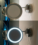 MAKE-UP SPIEGEL - LED-verlichting-360° rotatie-dubbelzijdig - chroom