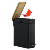 Pedaalemmer - staal en bamboehout, 5L, mat - zwart