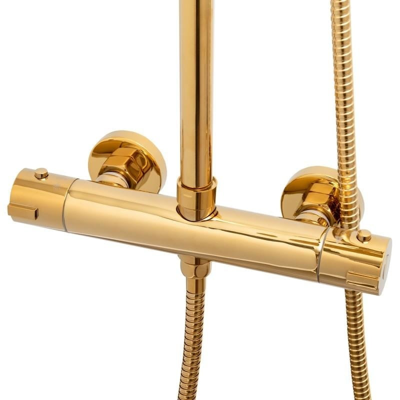 REGENDOUCHESET - Thermostaatkraan - 25 cm Regendouche - Goud