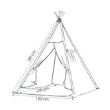 TIPI speeltent - katoen met zigzag patroon - beige/zwart 160cm