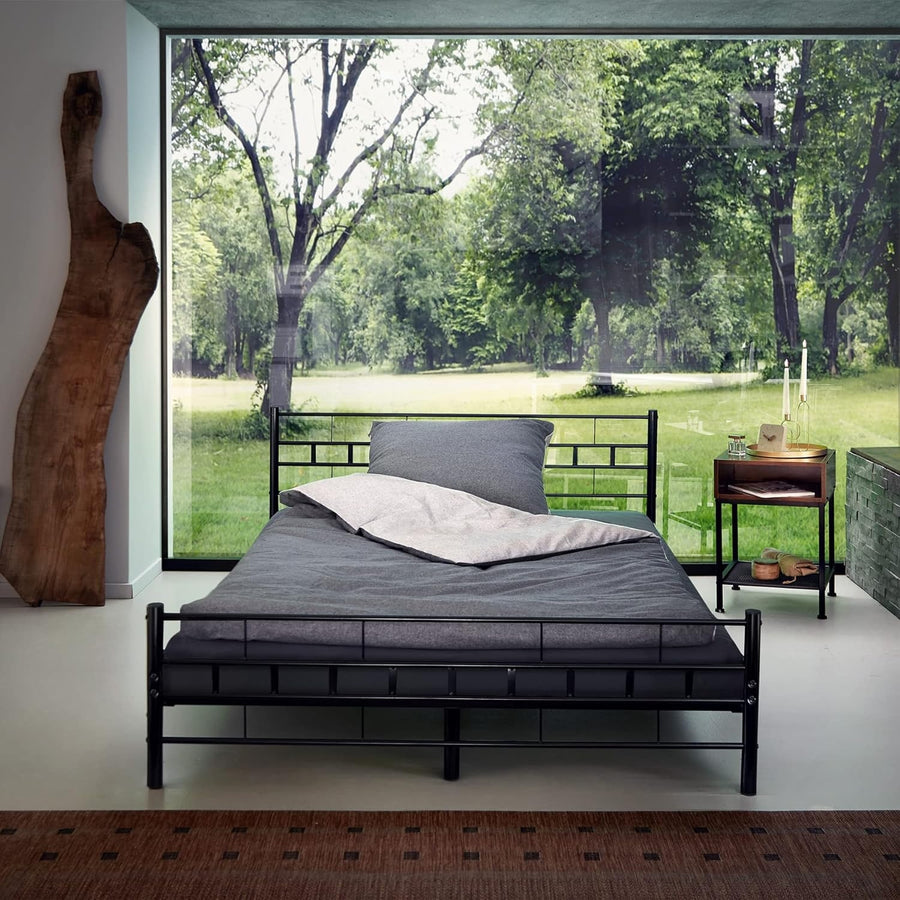 BEDFRAME - Metalen Inclusief Lattenbodem - Zwart 180x200cm