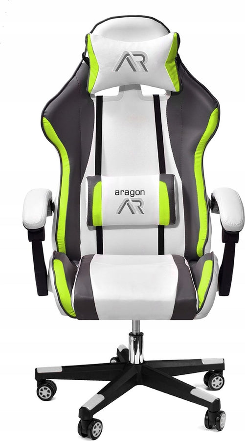 GAMINGSTOEL - Ergonomisch, Kantelbaar, 120kg Draagkracht - Wit-Grijs-Limoen