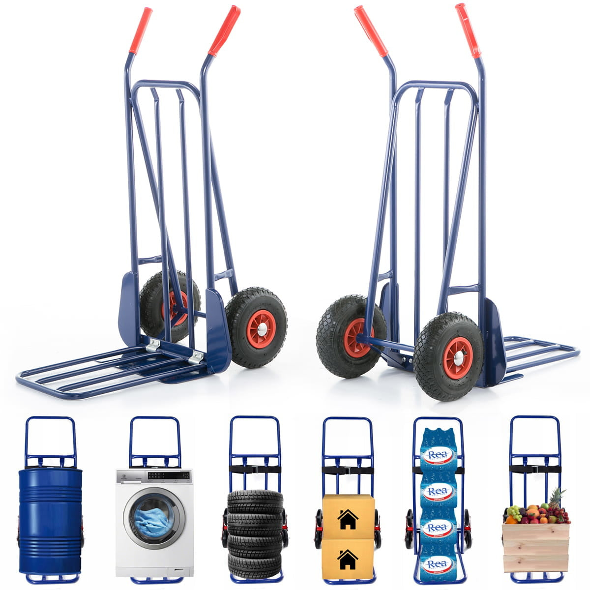STEEKWAGEN - 280 kg draagvermogen - blauw rood