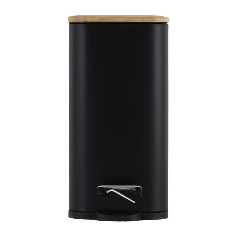 Pedaalemmer - staal en bamboehout, 5L, mat - zwart