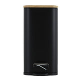 Pedaalemmer - staal en bamboehout, 5L, mat - zwart
