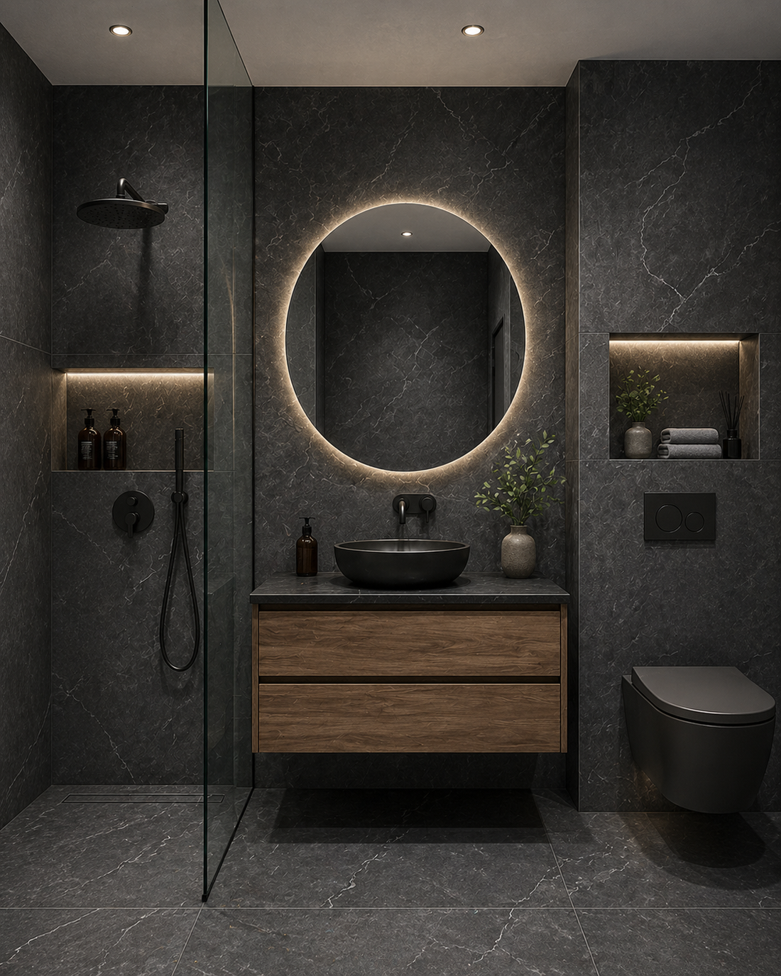 PVC Wall Panel Dark Grey Matt 280x122 cm