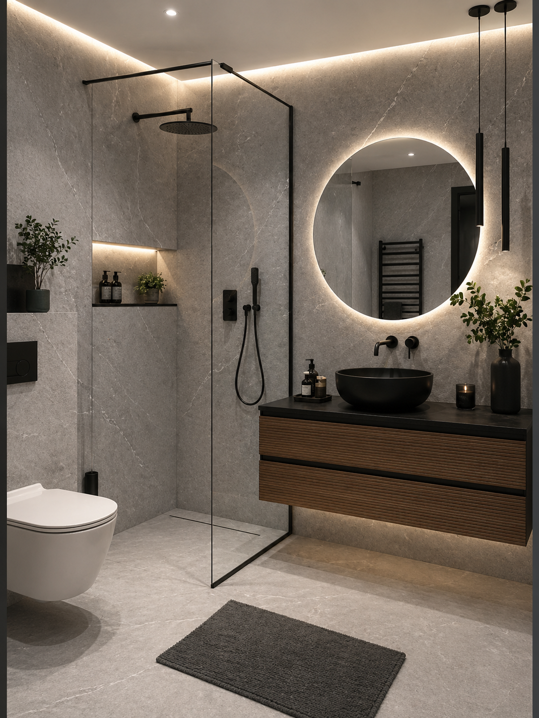 PVC Wall Panel Grey Matt 280x122 cm