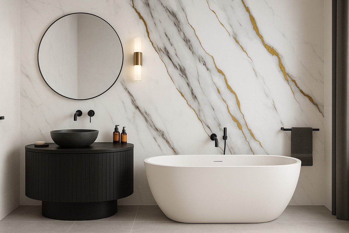 PVC Wandpaneel Dubai Gold Goud Hoogglans – Waterdicht 280×122 cm