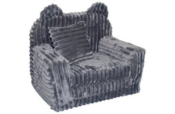 kinderfauteuil - slaapbankje - corduroy - grijs