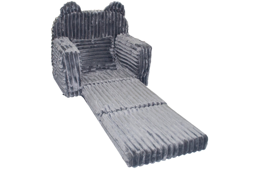 kinderfauteuil - slaapbankje - corduroy - grijs