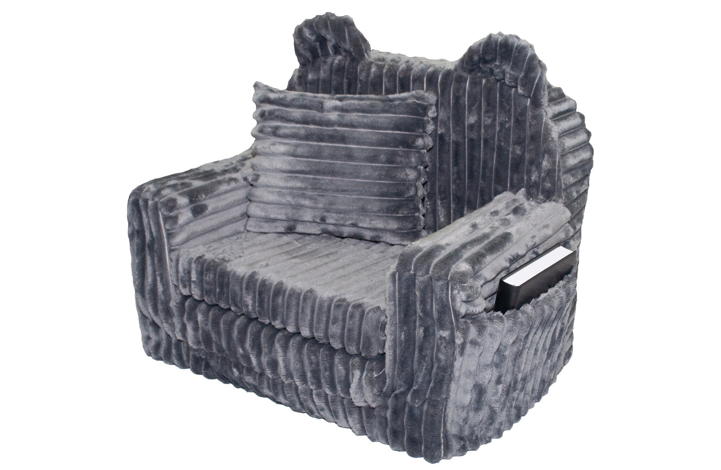 kinderfauteuil - slaapbankje - corduroy - grijs