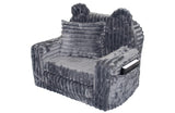 kinderfauteuil - slaapbankje - corduroy - grijs