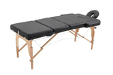 MASSAGETAFEL - 3 Secties, Verstelbare Hoofdsteun, Opvouwbaar - Zwart 185x70 cm