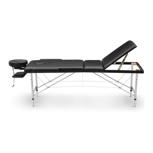 MASSAGETAFEL - Opvouwbaar Aluminium - Verstelbare Hoofdsteun - Zwart 185x70 cm