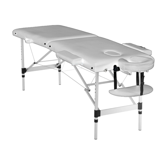 MASSAGETAFEL - Opvouwbaar Aluminium - Verstelbare Hoofdsteun - Wit 185x70 cm